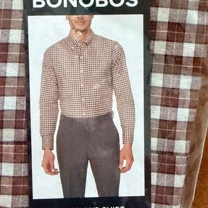 Bonobos Men's Brown and White Plaid Shirt